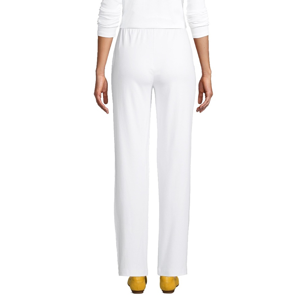 Lands End Womens Pants L Large TALL Sport Knit Straight Leg High Waist White